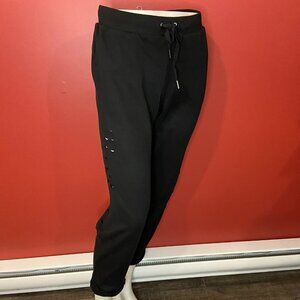 CABLE & GAUGE Women's Black Ripped Ankle Drawstring Sweatpants -Size Small - NWT